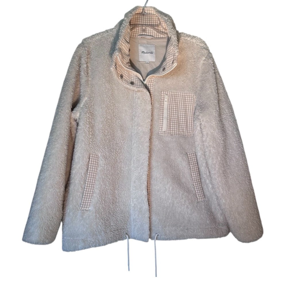 Madewell Resourced Sherpa Zip Up Jacket L Cream - Picture 2 of 14
